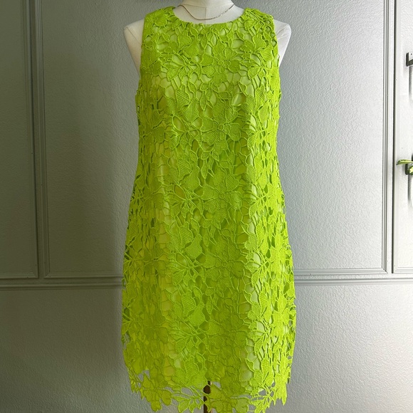Jessica Howard Dresses & Skirts - NWT Jessica Howard Lime Green Lace Sleeveless Dress - SIZE 10P